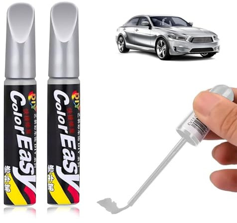 Auto Lackstift, Auto Reparatur Lack Auto Pinsel, Lackreparaturstift Auto Reparatur, Lackstift Auto,Autokratzer Reparaturmittel,Lackstift Auto Lack Reparatur für Auto Kratzer Reparatur, 2 Stück(Silber)