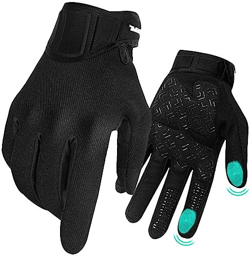 RIGWARL 【Upgrade 2023 Motorradhandschuhe für Herren und Damen mit Touchscreen, Schwarze Reithandschuhe, Motorrad, Herren, leichtes Polyester, dünne Sommer-Fahrradhandschuhe für Dirt Bike, ATV
