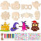 MQIAN Halloween Holz Bastelset Halloween Bastelset Kinder Holzanhänger zum Bemalen Holzbastelsets Geschenk für Halloween DIY Handwerk Party