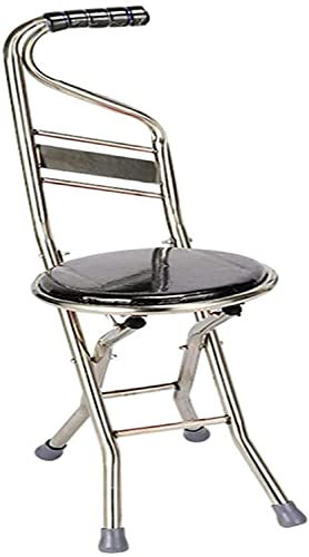 Stuhl Krücken Stockhocker, Faltbarer Gehstockhocker, Gehstock mit Sitz, Aluminiumlegierung, Krückenstuhl, Stativ, Gehstockhocker, Alter Mann, leicht, faltbar, rutschfest, Gehstock, grau Present