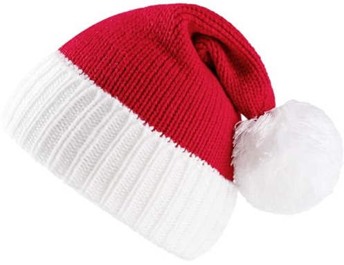 Giggling Getup Weihnachtsmütze, Premium-Weihnachtsmütze, Plüsch-Weihnachtsmütze aus rotem Samt mit Bommeln, Einheitsgröße für Erwachsene und Kinder als Weihnachtsfeiergeschenk