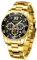 MEGALITH Montre Chronographe Homme Acier - Or Luxe 43mm Phase de Lune Bracelet Grand Étanche Quartz Lumineuses Calendrier, Mode Cadeau