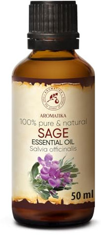 Salbeiöl 50ml - Ätherisches Salbei Öl - Salvia Officinalis - Aromatherapie mit Diffusers und Duftlampen - Duftöle für Seifen und Kerzen - Schönheit - Entspannung - Massage