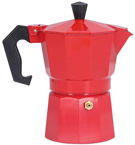 XiVue Caffettiera Valvola di Sicurezza Caffettiera 150ML 3 Tazze Moka Caffettiera per tè per la casa (Colore : Nero) (Rosso)