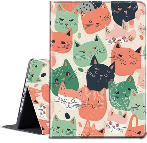 BPQOJB for Samsung Galaxy Tab S9 Case with Adjustable Stand & Auto Wake/Sleep Slim Smart Protect Cover Tablet Case for Samsung Galaxy Tab S9 5G 11 inch 2023 - Colorful Cat Head