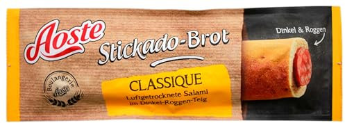 Aoste Stickado-Brot Classique Luftgetrocknete Salami im Dinkel-Roggen-Teig, 12er Pack (12 x 45g)
