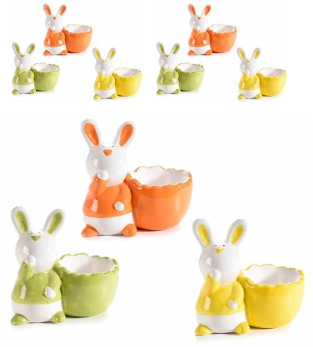 Gruppo Maruccia - Osterhase Eierbecher und Pralinenschachteln - Tischkarten für Ostertisch - Geschenkidee - 6er Set