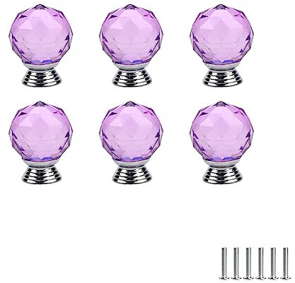 FEEIMOL 6 Stück Bunte Kristall Schrankknöpfe Schubladengriffe Möbelknöpfe Schrankschublade Türknöpfe Kommode Knöpfe Griffe für Küchenschränke Einzelloch