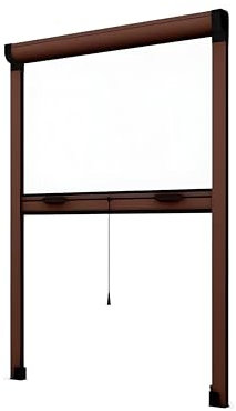 Zanzariera Avvolgibile Verticale Professionale in Alluminio - Chiusura Rallentata, Riducibile in Larghezza e Altezza. (Marrone, 100x160)