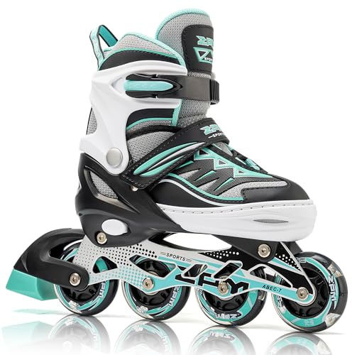 2PM SPORTS Cytia Rosa/Violett größenverstellbare Inliner Kinder mit leuchtenden LED Rollen, lustige blinkende Anfänger Mädchen Inline Skates mit Einstellbarer für Damen und Herren