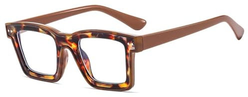MUTYNE Modische, zweifarbige, quadratische Brille für Damen und Herren, Vintage, klarer Rahmen, luxuriöse Nietenbrille für Damen, C8