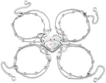 AllerPierce Friendship Bracelets for Women Girls 4pcs Best Friends Heart Puzzle Matching Bracelet Adjustable Infinity BFF Bracelet Jewellry Gifts for Friends Birthday Graduation Christmas