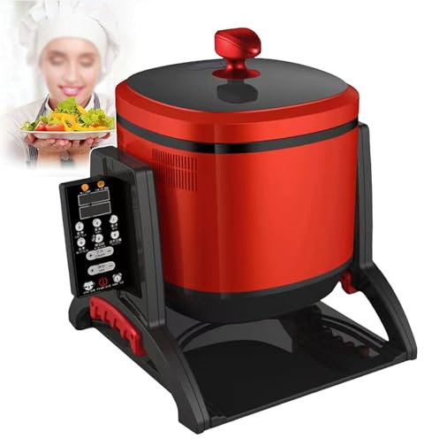 forplubossmmp Procesador De Alimentos Automático para Uso Comercial, Máquina para Saltear Alimentos De 6 L, Vaporera con 7 Niveles De Potencia De Fuego, Multicocina Eléctrica con Rotación De 360°