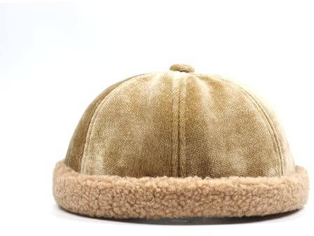 Q2066 Herren-Wintermütze, Flanell, warm, gerollte Manschette, Docker-Cap, Fleece, Hafenmütze, Plüschmütze