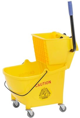 ulsonix Putzwagen mit Presse Eimer 24 l Presse mit gummiertem Hebel Wischmopp-Kopf bis 130 mm 4 Räder Reinigungswagen Wischwagen