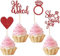 Xsstarmi 24 Pack He Asked She Said Yes Cupcake Toppers - Red Glitter Heart Ring Wedding Engagement Cupcake Picks for Wedding Bridal Shower Party Cake Decorations