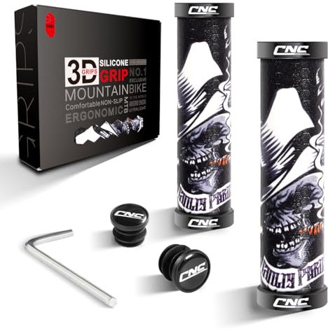CNCLOL Manopole per Bici MTB,22mmm Manopole Bicicletta Silicone-Impugnature Manubrio Bici con Doppia Chiusura per MTB/BMX/Mountain Bike.nero