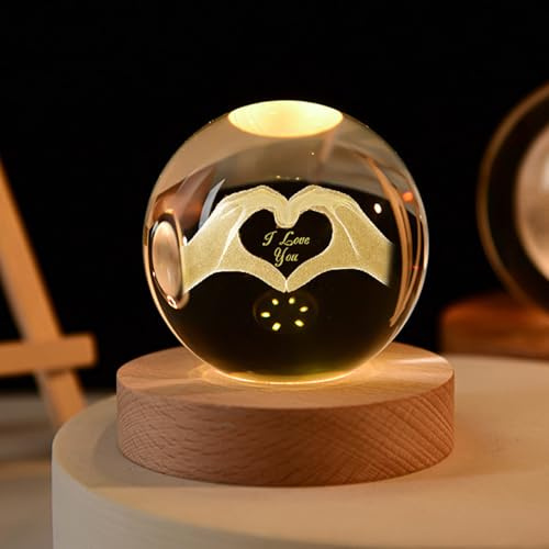 3D Kristallkugel Nachtlicht, Weihnachtsdeko Engel leuchtende Kristallkugel Nachtlicht mit LED Licht,Weihnachten Deko Engel Glaskugel Lampe mit Holzsockel,Weihnachtsgeschenke für Jungen Und Mädchen (I)