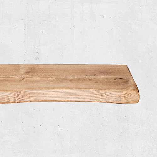 Waney/Live Edge Chunky Rustic Floating Shelf 9x1.5, Natural Oak, 130cm
