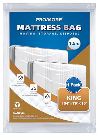 PROMORE Housse de Protection en Plastique pour Matelas 180x200cm/200x200cm Housse à Matelas Plastifiée,Sac de Rangement pour Le déménagement et Le Stockage