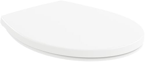 Siège de WC universel Villeroy & Boch - Abattant de WC blanc brillant avec fermeture frein de chute - amovible et incassable en plastique thermodurcissable - forme ovale - Pièces détachées d'origine