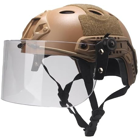Taktischer Mich schneller Helm, mit klarer Riot Visor Face Shield Schiebebrille, Seitenschiene/NVG MountFor Airsoft Paintball CS Kriegsspiele Outdoor Sports