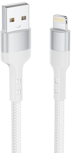 Câble iPhone, Cable Chargeur iPhone 2M Certifié MFi Câble Lightning USB Cable iPhone Charge Rapide Nylon Tressé Fil Chargeur iPhone Cordon pour iPhone 14 13 12 11 Pro Max XS XR X 8 7 6 6s SE, iPad