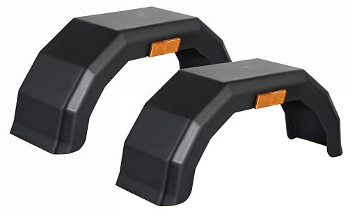 RheinParts 2X Anhänger Kotflügel 620x250x180mm – Schutzblech Kunststoff Schwarz mit Reflektor – Beidseitig montierbar – Radabdeckung für Anhänger – PP Anhängerkotflügel