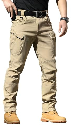 POIUIYQA Pantalon Tactique Homme Cargo Treillis Militaire Randonnée Chasse Pantalon Cargo Homme Tactique Combat Stretch Extensible Séchage Rapide Pantalon de Travail