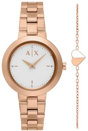 Armani Exchange Watch for Women, Quartz Two Hand Movement and 36mm Case Size with Stainless Steel or Leather Strap
