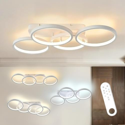 LED Deckenleuchte Dimmbar Wohnzimmer Deckenlampe Weiß Schlafzimmerlampe | 48W 80cm Deckenleuchte Mit Fernbedienung Einstellbar Ringform Wohnzimmerlampe 3000-6000K Deckenbeleuchtung Memory Funktion