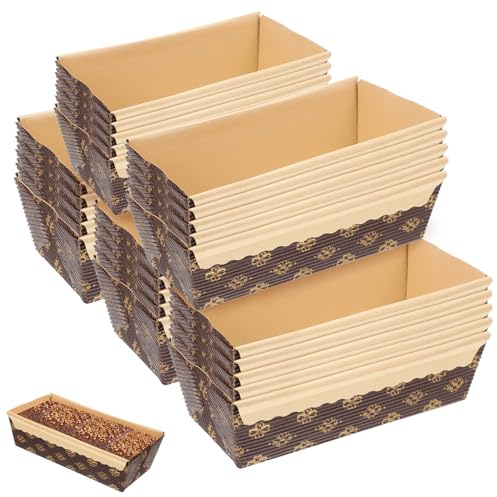 SHINEOFI 25 Stück Papier-kastenformen zum Backen von Mini-kastenformen, Ölbeständige Papier-kuchenhalter, Stapelbar, Küchen- Und Backzubehör