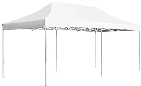 Mhdvray Faltpavillon 6x3 m weiß Alu Rahmen Partyzelt Gartenpavillon Sonnendach mit 310 g/m² PVC Oxford für Gartenfest Balkon Grillplatz Terrasse