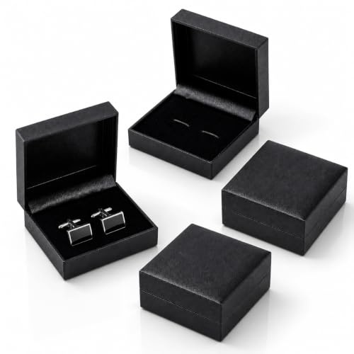 Rayakt 4PCS Cufflink Gift Box Cufflinks Case for Women Men | 6.8x7.8x3cm Jewellery Gift Box, Jewellery Organisers, Cuff Link Display Storage Case for Birthday Anniversary Ceremony