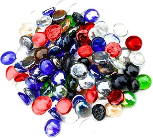 ARSUK Glass Pebbles Multicolored - 180pcs Glass Pebbles 955g Stones Beads Sparkling Decorative glass Stones for Aquarium, Nuggets Gems Mosaic Tiles for Vases Craft Garden Bowls Fish Tank (180 pcs Mix)