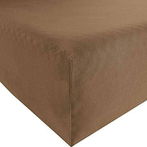 Erwin Müller Spannbettlaken Freising Elasthan-Jersey-Stretch - dehnbar, antipilling, bügelfrei, Rundumgummi - braun Größe 120x200 cm - 130x220 cm