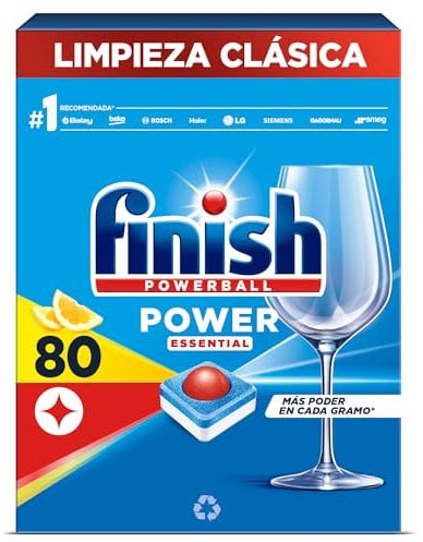 Finish Powerball Power Essential Pastillas para el Lavavajillas, aroma Limón, 80 Pastillas
