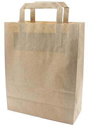 pack2go 250 Premium Bio Papiertragetaschen mit Henkel Papiertüten Tüten Einkaufstaschen Tragetaschen Einkaufstüten Kreuzbodenbeutel Kraftpapiertüte braun 22 + 11 x 28 cm