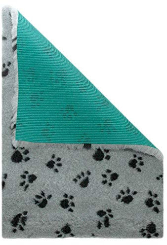 Medbed Premium - Die medizinische Hundedecke: rutschfest, feuchtigkeitsabsorbierend, atmungsaktiv und waschbar (70x100 cm, Pfötchen-Grau)