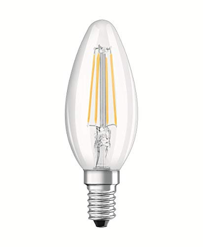 Osram LED Base Classic B Lampe, in Kerzenform mit E14-Sockel, nicht dimmbar, Ersetzt 40 Watt, Filamentstil Klar, Warmweiß - 2700 Kelvin, 2er-Pack