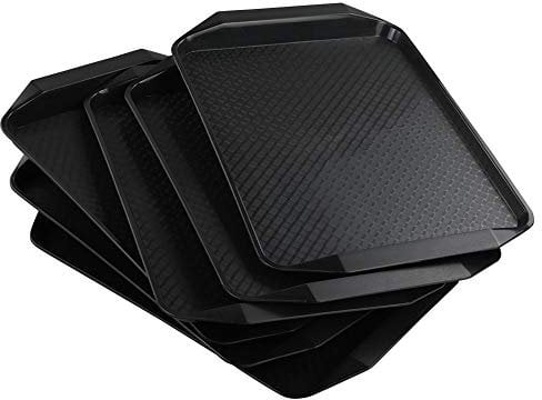 Neadas Bandeja Bandejas de Plástico para Servir Alimentos Rectangular, Color Negro, 6 Unidades