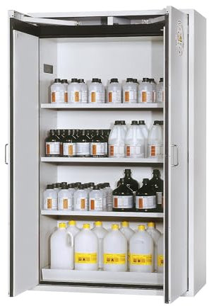 asecos | Feuerbeständiger Gefahrstoffschrank Typ 90 | 2-türig | Außen-HxBxT 1968 x 1200 x 615 mm | grau | pulverbeschichtet