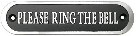 Please Ring the Bell Aluminium Doorbell Sign with Screws Black and Silver 5.5x1.4 inch