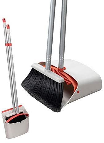 Jekayla Escoba y recogedor, barredora y recogedora de Polvo Combinados con una manija Extensible de 137 cm de Largo para el Barrido de Limpieza del hogar, Blanco