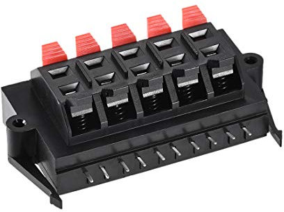 sourcing map 10 Way Spring Speaker Terminal Clip Push Release Connector Audio Cable Terminals Strip Block Black Red WP10-11 1Pcs
