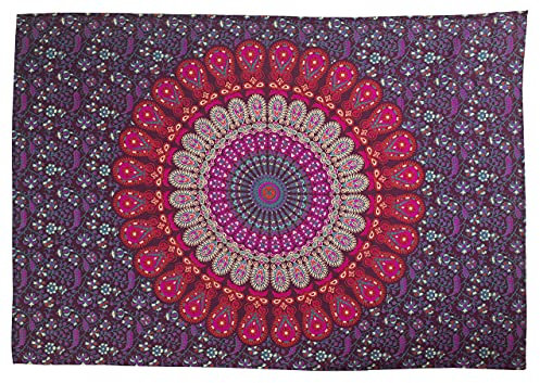 Popular Handicrafts Wandbehang Hippie Mandala Bohemian Hippie Psychedelic Design Indische Tapisserie Tagesdecke (76 x 101 cm) 76 x 40 Zoll, Lila