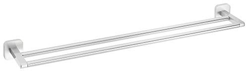 tesa ESTEETIC Doppelte Handtuchstange, verchromt - Badetuchhalter zur Wandbefestigung ohne Bohren, inkl. Klebelösung - 630mm x 50mm x 113mm