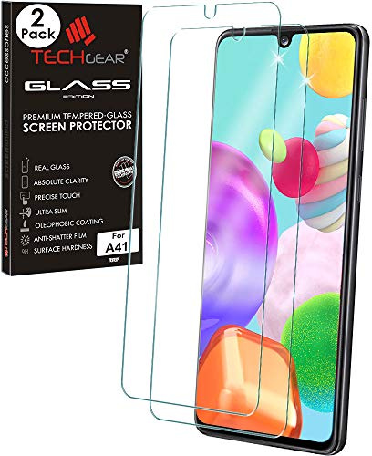TECHGEAR [2 Stück Schutzfolie Schutzfolie kompatibel mit Samsung Galaxy A41, Displayschutzfolie aus gehärtetem Glas (2.5D Runde Kante) [9H Härte] [Crystal Clarity] [Kratzfest]