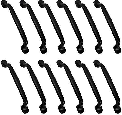 DXLing 12 Stück Schwarz Aluminiumlegierung Möbel Griffe Kabinett Griffe mit Schrauben Möbelgriffe Stangengriff Relinggriff Küchengriffe 128mm Lochabstand Schwarz Schrankgriffe Türgriffe
