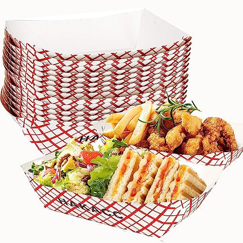 HAKACC Kraft Paper Food Tray, 50 PCS Paper Food Serving Trays Disposable Food Trays for Lunch Fast Food Snack